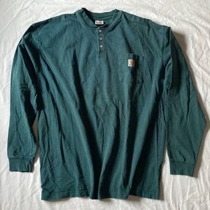 CARHARTT men’s dark green tee shirt, long-sleeved, size XL regular